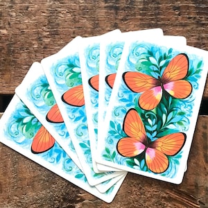 Vintage Butterfly Playing Cards - Set of 6 - Vintage Cards, Vintage Butterfly Cards, Scrapbooking Ephemera, Card Ephemera, Junk Journal Card