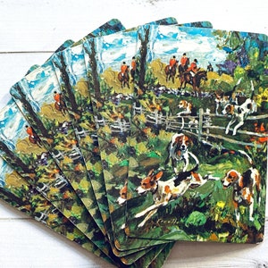 Dog Playing Cards - Set of 6 - Vintage Cards, Vintage Children Cards, Scrapbooking Ephemera, Junk Journal Cards, Vintage Supplies, Hunting