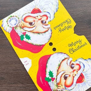Tarjeta de cabecera vintage extragrande con diseño de calcetín navideño de Papá Noel - Sin usar - Papel decorativo, diario creativo, Navidad, manualidades