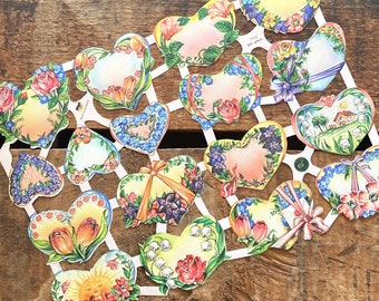 German Scraps - Flower Hearts - Die Cuts, Cut Outs, Reproduction, Vintage Style, Vintage Inspired, Repro Scrap, Paper Ephemera, Floral Heart