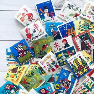 Sellos navideños antiguos (sellos): juego variado aleatorio de más de 170: sellos engomados, sellos navideños de caridad, diarios basura, efímeras de papel, lotes festivos