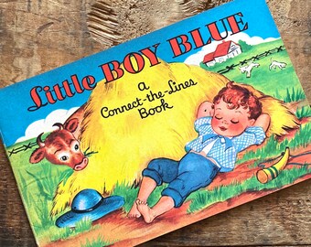 Vintage Unused Little Boy Blue Coloring Activity Book - 1950s Saalfield, Old Children's Book, Paper Ephemera, Junk Journal, Craft Supplies