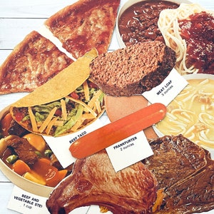 Aliments découpés vintage des années 1970 - Sélectionnez l'option - Carte flash diététique scolaire, image en carton, découpe nutritionnelle, nourriture vintage, papier éphémère