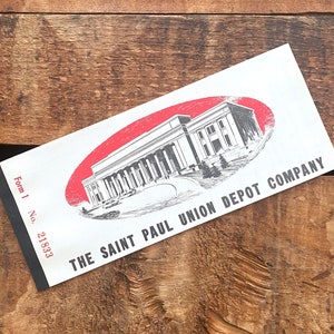 Vintage Railroad Ticket Book - 1 Full Book - Paper Ephemera, Junk Journal, Saint Paul Union Depot, Travel Ephemera, Craft Supply Lot