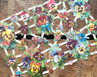 Recortes de estilo vintage alemán: flores y pensamientos.