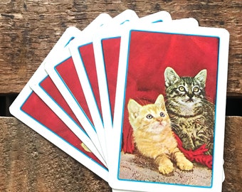 Vintage Cute Cats Playing Cards - Set of 6