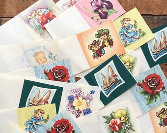 Vintage Assorted Gift Cards - Set of 20 - Paper Ephemera, Craft Tags, Junk Journal, Altered Art, Collage, Mixed Media, Floral Baby Children