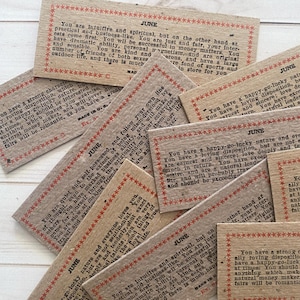 Tarjetas del horóscopo vintage de la década de 1930 para junio: juego surtido de 12: efímeras de papel, arte de diario basura, astrología arcade, tarot NOS, adivino