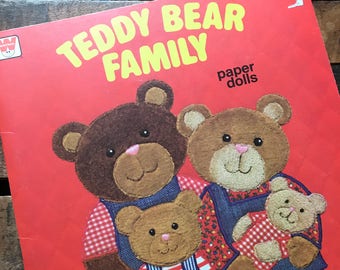 Teddy Bear Family Paper Doll Book - Unused, Uncut - Vintage Paper Doll, Children's Book, 1980s Whitman Book, Crafts for Children, Bear Book