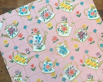 Vintage Wedding Shower Gift Wrap - 1 Unused Sheet - Old Wrapping Paper Ephemera, Floral Flower, Junk Journal, Craft Supply, Pink Roses