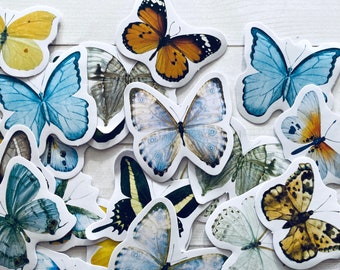 Butterfly Stickers - Set of 46 - Nature Stickers, Junk Journal Paper Ephemera, Planner Supplies, Craft Supplies, Nature Ephemera, Plants