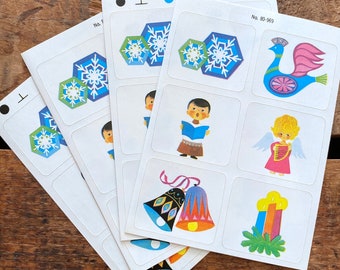 ヴィンテージ デニソン クリスマス シール - 4 シート、24 枚の