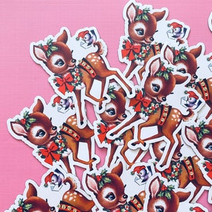 Deer Magnet - 3&quot; Tall - Fridge Magnet, Vintage Inspired Deer Magnet, Waterproof Vinyl Magnet, Refrigerator Weatherproof, Christmas Magnet