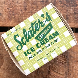 Vintage Ice Cream Box - 1 Box - Vintage Packaging, Novelty Ice Cream Ephemera, Vintage Kitchen Décor, Mid Century Decor, Sclater&#39;s Ice Cream
