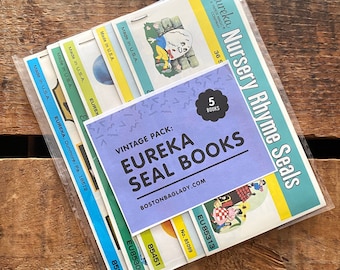 Vintage Unused Eureka Seal Booklet Lot - 5 Random Books - Old Stickers, Gummed Labels, Paper Ephemera, Junk Journal, Craft Supplies Lot