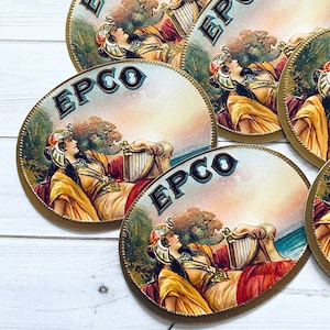 Vintage Cigar Labels - Set of 3 - Vintage Woman Labels, Vintage Ephemera, Tobacco Ephemera, Junk Journal Labels, Craft Supply, Epco Cigars