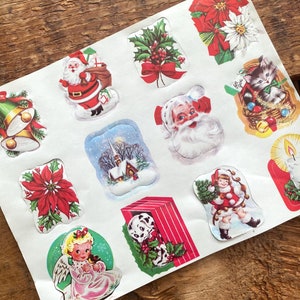 Vintage Christmas Seals - 1 Sheet - Cute Christmas Ephemera, Vintage Christmas Stickers, Dennison, Eureka, Vintage Labels, Gummed Seals