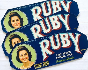 Vintage Ruby Fruit Food Labels - Set of 5 - Junk Journal Paper Ephemera