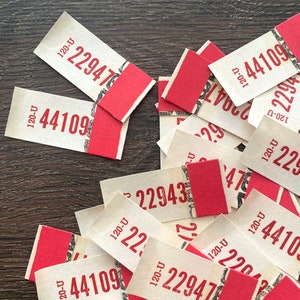 Vintage Bingo Pull Tabs - 20er Set - Junk Journal, Vintage Ephemera, Vintage Zubehör, Vintage Bingo Zahlen, Vintage Zahlen Tab, Lotterie