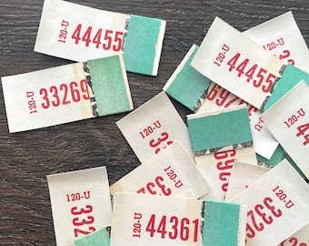 Vintage Green Bingo Pull Tabs - Set of 20 - Junk Journal Ephemera