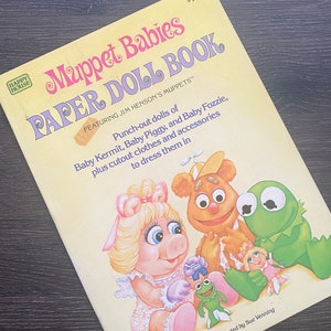 Vintage Unused Muppet Babies Paper Doll Book - Uncut - Children's Book, Kids Crafts, 1980s Animal Book, Junk Journal Ephemera, Jim Henson