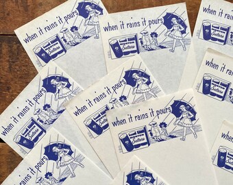 Vintage Morton's Salt Sheets - Set of 10 - Mixed Media Paper Pack, Vintage Ephemera, Collage, Altered Art, Junk Journals, Journal Ephemera