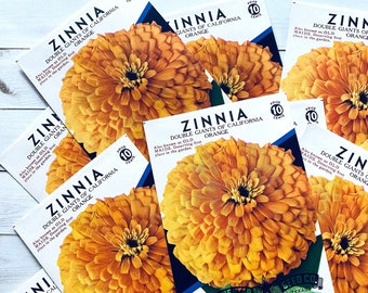 Vintage Flower Seed Packets EMPTY - Zinnia - Set of 4 - Vintage Ephemera, Junk Journal, Craft Supplies, Flower Ephemera, EMPTY Seed Packs