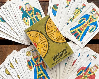 Vintage Victoria Playing Cards - Full Deck - Junk Journal Cards, Vintage Paper Ephemera, Spanish Playing Cards, Collage, NOS Paper Lot