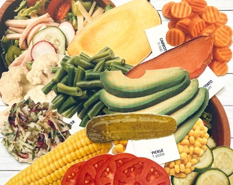 Vintage 1990s Vegetable Die Cut - Select Option - School Dietary Flash Card, Cardboard Picture, Nutrition Diecut, Veggie Food Paper Ephemera