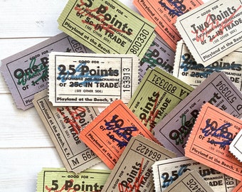 Vintage Playland at the Beach Tickets - 25 Tickets - Old Carnival, Amusement Park, Junk Journal, Vintage Paper, Travel Ephemera, San Fran