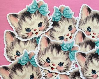 Kitten Magnet - 3" Wide - Fridge Magnet, Vintage Inspired Cat Magnet, Waterproof Vinyl Magnet, Refrigerator Weatherproof, Valentine Magnet