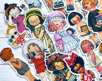 Little Girl Stickers - Set of 19 - Journal Stickers, Paper Ephemera, Planner Stickers, Scrapbooking, Craft Supplies, Decorative Stickers