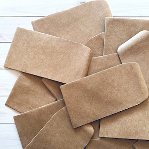 Sobres Kraft pequeños - Juego de 20 - Sobres para monedas, efímeras de papel, suministros para manualidades, efímeras para diarios basura, sobres para dinero, sobres pequeños