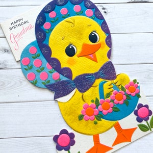 Tarjeta de cumpleaños antigua sin usar: tarjeta de felicitación antigua, tarjeta de pato antigua, efímera de cumpleaños sin usar, tarjeta de abuela, Buzza Cardozo antigua