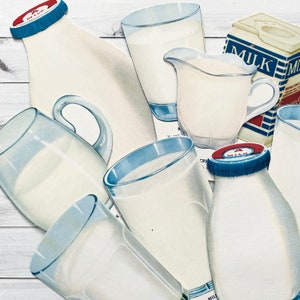 Découpe au lait vintage des années 1970 - Sélectionnez l'option - Carte flash diététique pour l'école, image en carton, découpe nutritionnelle, boisson, vieux papiers éphémères