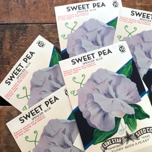 Vintage Flower Seed Packets EMPTY - Sweet Pea - Set of 4 - Vintage Ephemera, Junk Journal, Craft Supplies, Flower Ephemera, EMPTY Seed Packs