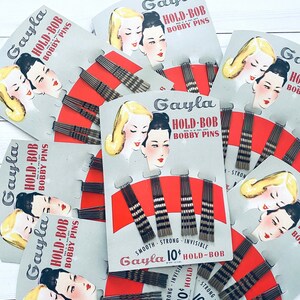 Vintage Bobby Pins - Vintage Hairpins, Gayla Beauty Supplies, Vintage Hair Accessories, Rockabilly Pin Up Girl, New Old Stock, NOS, 1940s