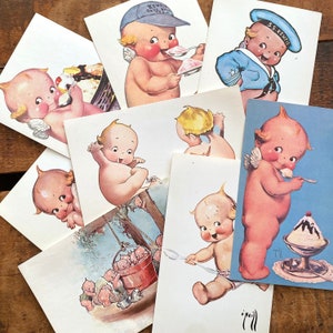 Vintage unbenutzte Kewpie Postkarte - Option auswählen - Papier Ephemera, Junk Journal, Rose O'Neill, Valentinstag, Amor Engel, 70er Jahre Weihnachtskarte
