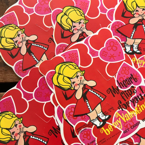 Vintage Valentine - Cute Girl Valentine, Unused Valentine, Vintage Lollipop Valentine, Girl Valentine, Candy Holder Card, E Rosen Valentine