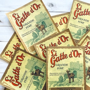 Vintage French Labels - Set of 5 - Vintage Labels, NOS Labels, Junk Journal, Paper Ephemera, Vintage Advertising, Altered Art, Craft Supply