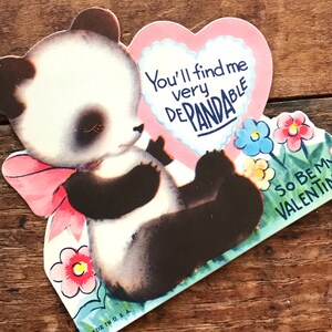 Vintage Panda Valentine - Unbenutzte Karte zum Valentinstag, NOS Valentine, Panda Bär Ephemera, Vintage Panda Karte, Valentine Ephemera, süßes Herz Valentine