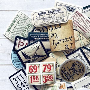Apotheker Aufkleber - 45er Set - Junk Journal, Planer Aufkleber, Papier Ephemera, Bastelbedarf, Werbung, Medizinische Ephemera, RX, Office