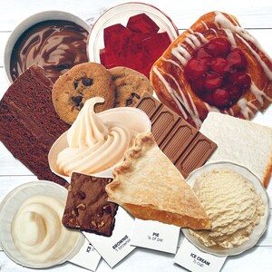 Vintage 1990er Jahre Dessert Die Cut - Option auswählen - Schule Dietary Flash Card, Pappbild, Ernährungsstanz, Treat Snack Food Ephemera