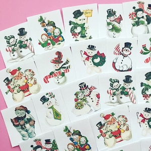 Snowman Stickers Set of 26 Handmade Stickers, Vintage Christmas, Planner Stickers, Cute Christmas, Holiday Stickers, Vintage Snowman image 1