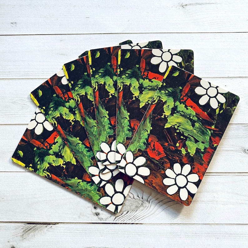 Cartas de Baralho Vintage - Conjunto de 6 - Cartas de Flores Vintage, Cartas de Baralho de Flores, Objetos Efêmeros de Diário, Cartas de Diário, Material de Artesanato, Papel Velho imagem 1