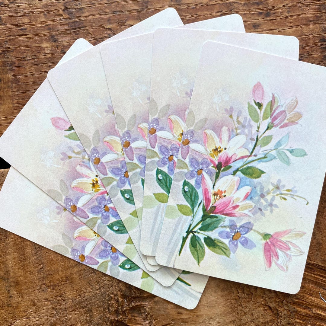 Vintage Colorful Flowers Playing Cards - Set of 6 - Etsy