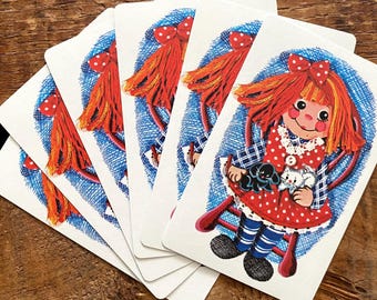 Vintage Raggedy Ann Doll Children's Playing Cards - Set of 6