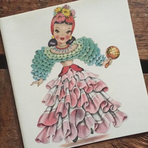 Vintage Dolls of Many Lands Card - Doll of Latin America - Blank Inside - Unused