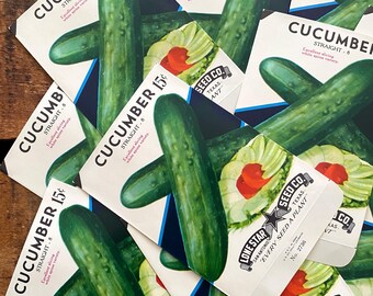Vintage Vegetable Seed Packets EMPTY - Cucumber - Set of 4 - Vintage Ephemera, Junk Journal Ephemera, Craft Supplies, EMPTY Seed Packs