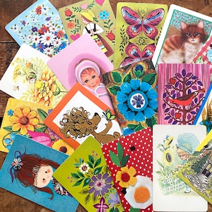 jeu de cartes vintage - lot de 50 - cartes enfants vintage, scrapbooking, papier éphémère, journal indésirable, oeuvre d'art modifiée, fournitures créatives, collage